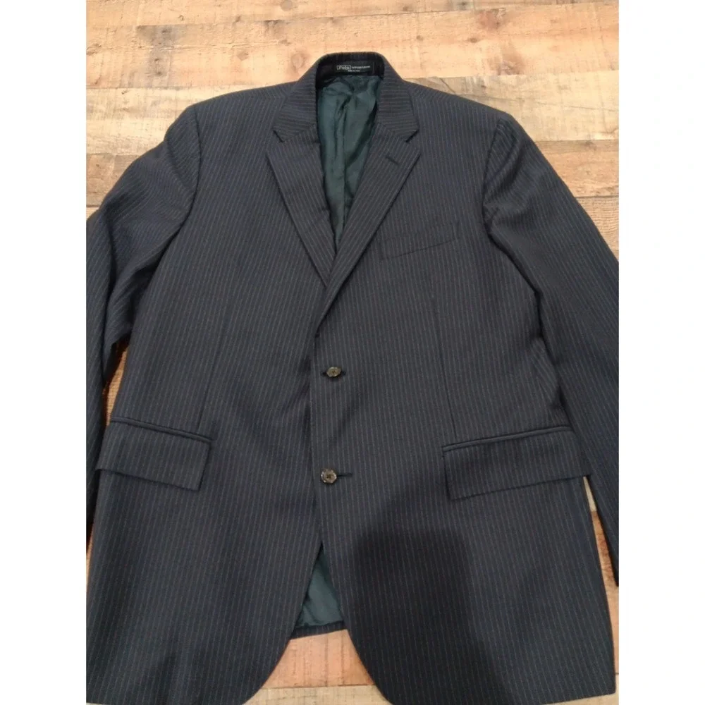 Polo‎ Ralph Lauren Blazer Mens 48R Pinstripe Made Italy Wool / Cashmere   2355